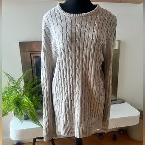 Denver Hayes Cable Knit Sweater in Light Gray